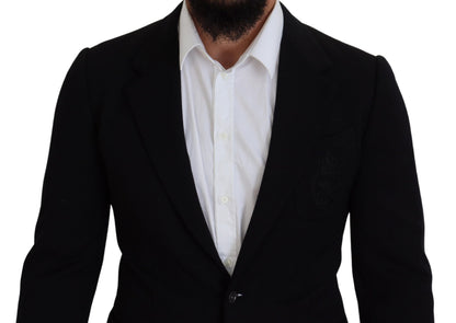 Blazer de lana negra Dolce & Gabbana Crown de corte entallado