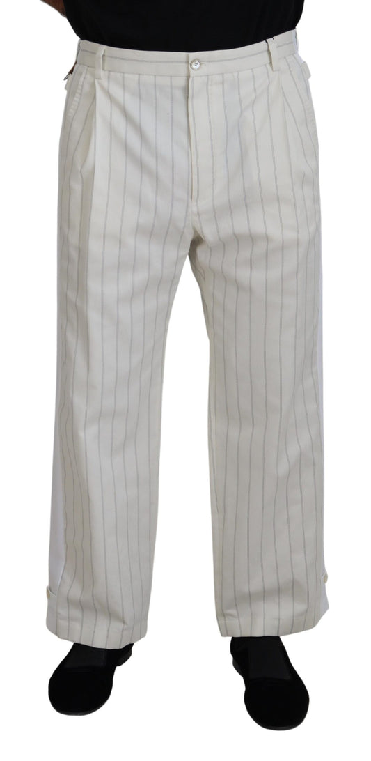 Pantalones de vestir a rayas de algodón blanco de Dolce & Gabbana