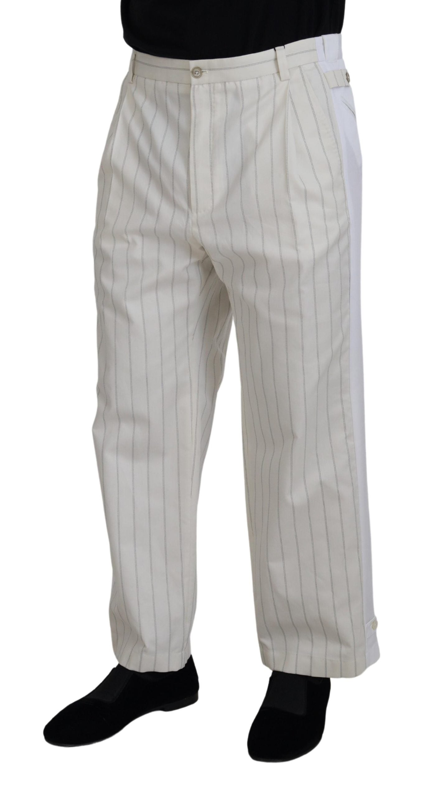 Pantalones de vestir a rayas de algodón blanco de Dolce & Gabbana