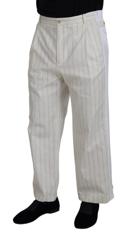 Pantalones de vestir a rayas de algodón blanco de Dolce & Gabbana