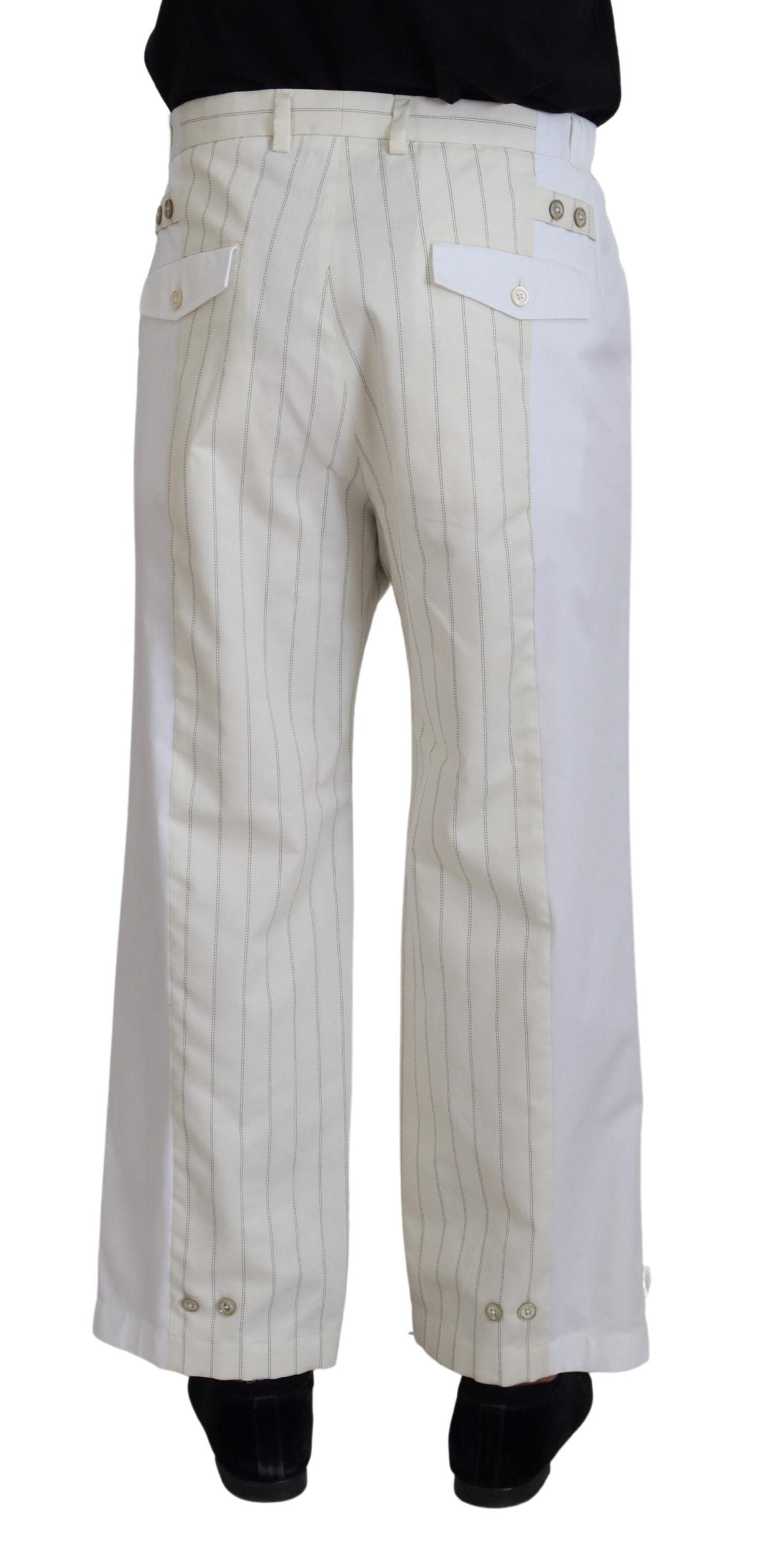 Pantalones de vestir a rayas de algodón blanco de Dolce & Gabbana