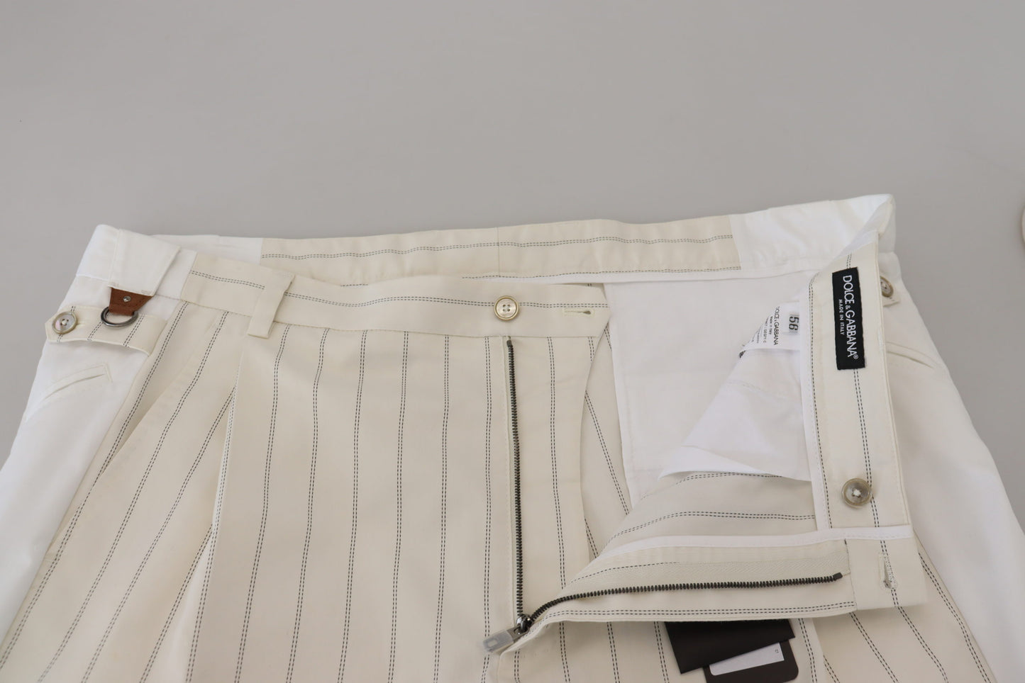 Pantalones de vestir a rayas de algodón blanco de Dolce & Gabbana