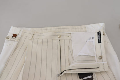 Pantalones de vestir a rayas de algodón blanco de Dolce & Gabbana