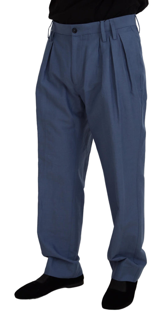 Pantalones de vestir chinos de lino azul para hombre de Dolce & Gabbana