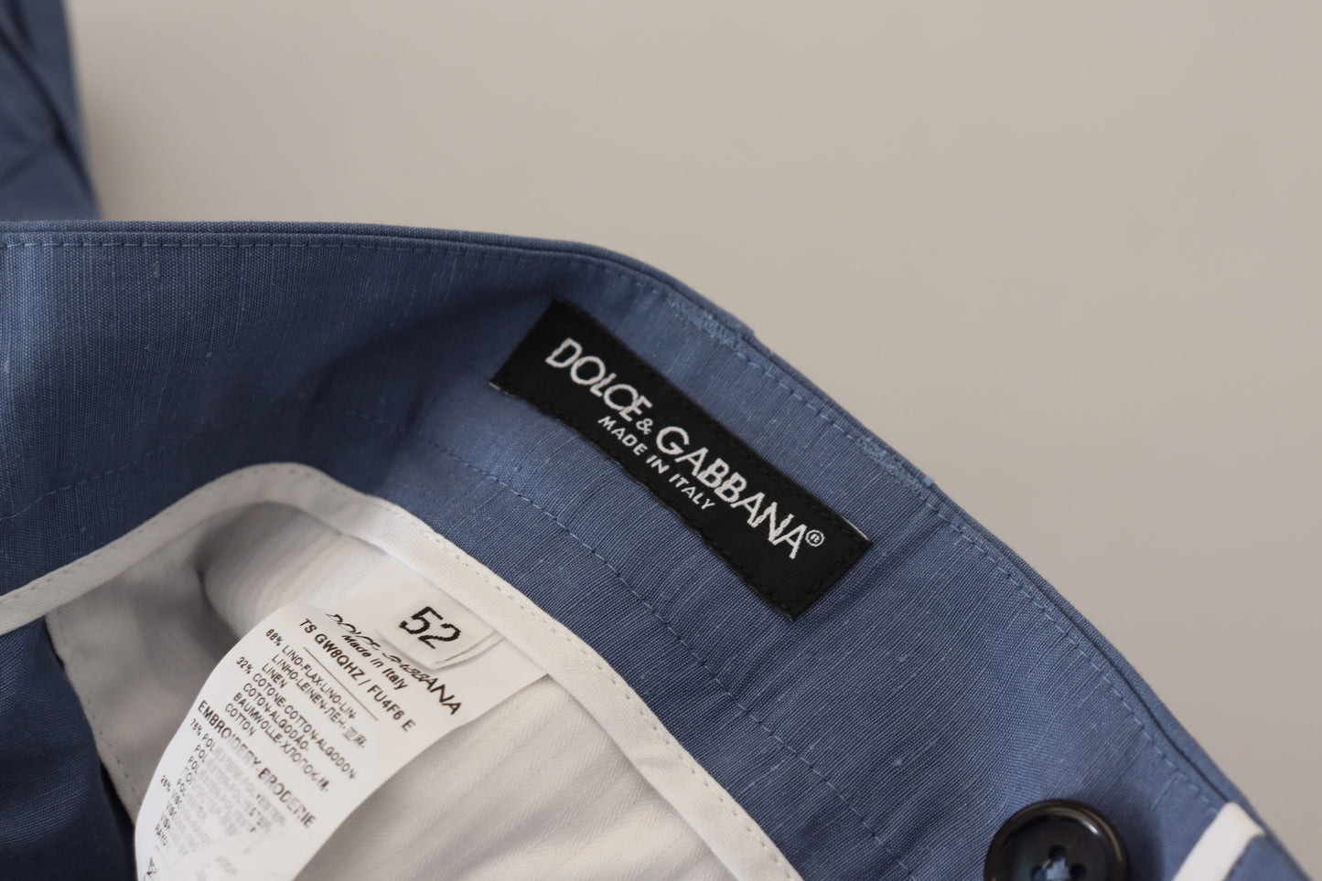 Pantalones de vestir chinos de lino azul para hombre de Dolce & Gabbana