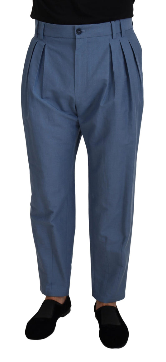 Pantalones formales chinos de lino azul Dolce & Gabbana