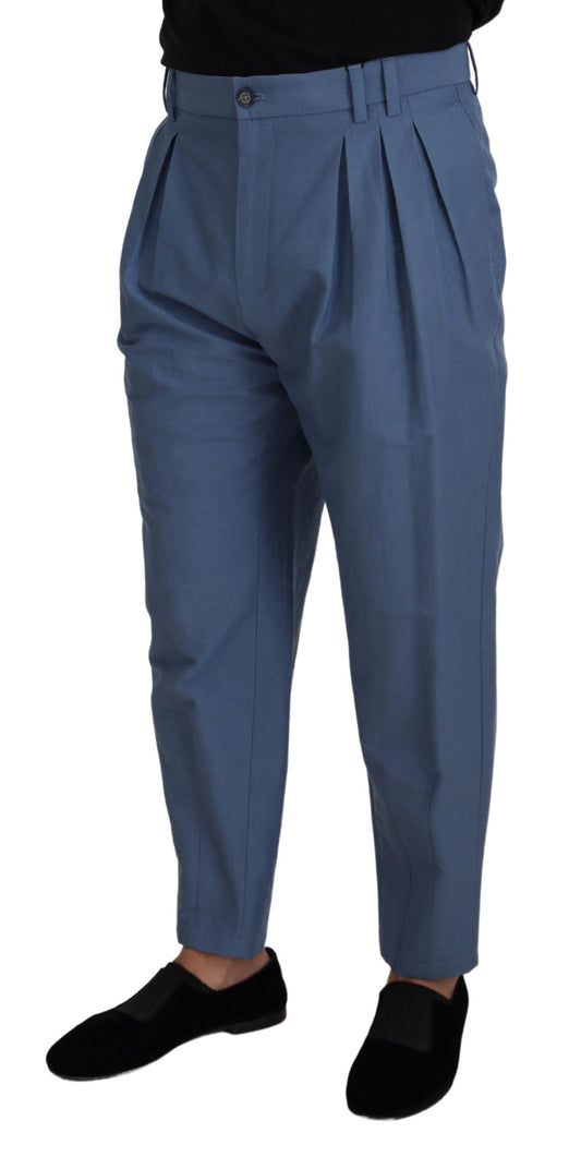 Pantalones formales chinos de lino azul Dolce & Gabbana