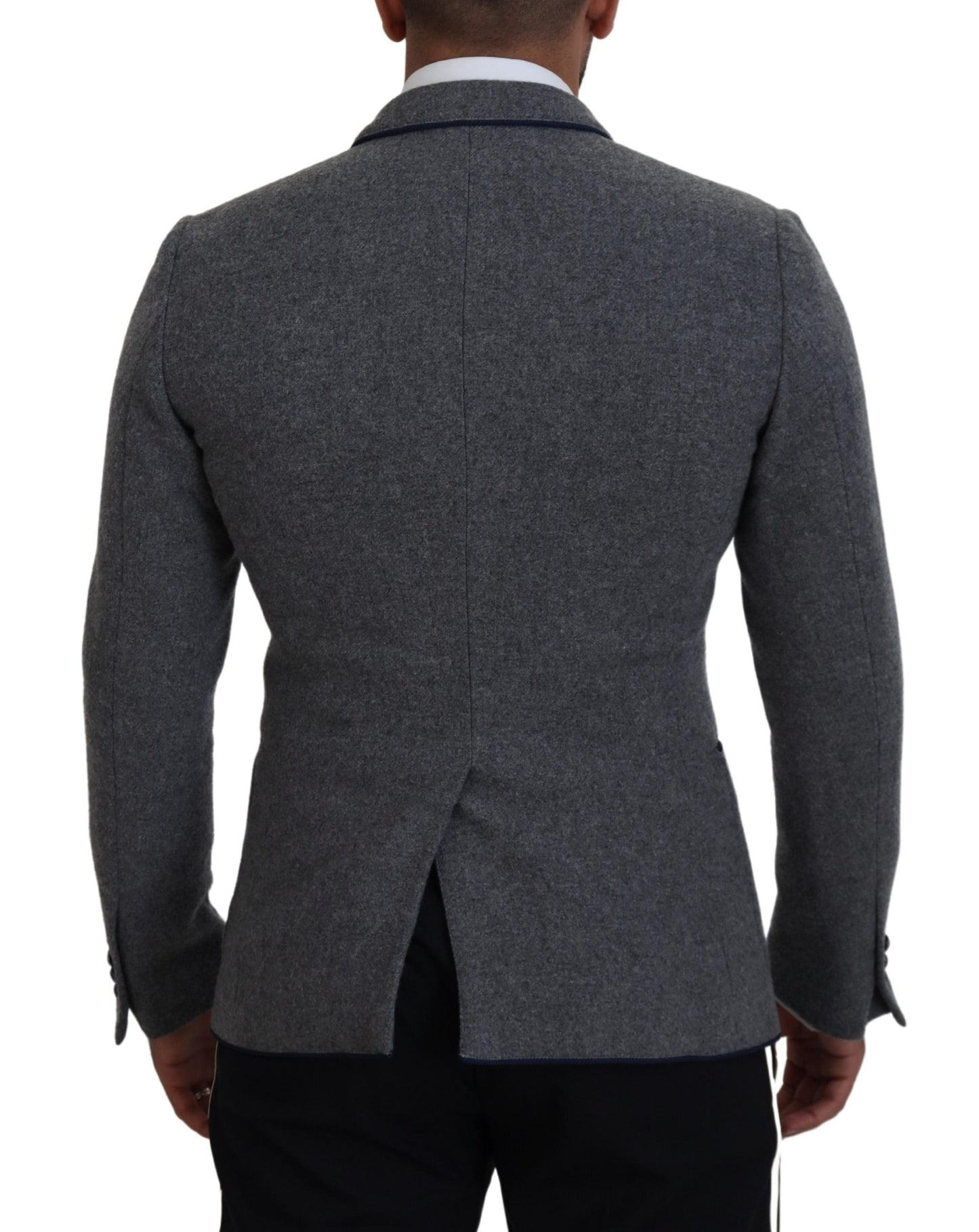Chaqueta Blazer Dolce & Gabbana de Lana Gris con Rosas de Corte Entallado
