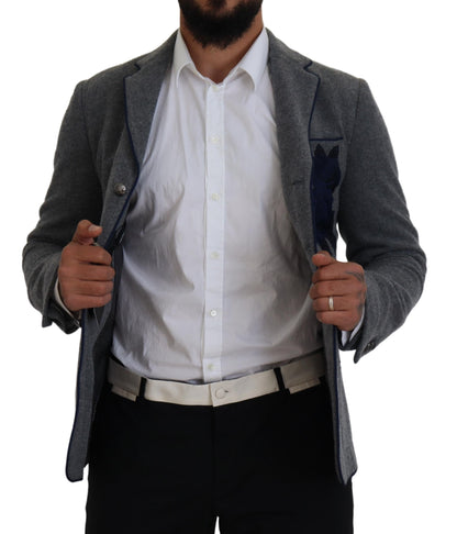 Chaqueta Blazer Dolce & Gabbana de Lana Gris con Rosas de Corte Entallado