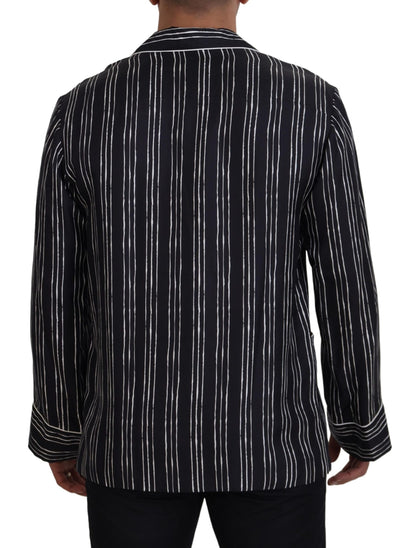 Camisa/chaqueta de pijama de seda a rayas azules de Dolce & Gabbana