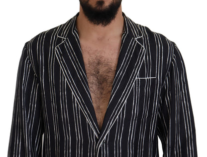 Camisa/chaqueta de pijama de seda a rayas azules de Dolce & Gabbana