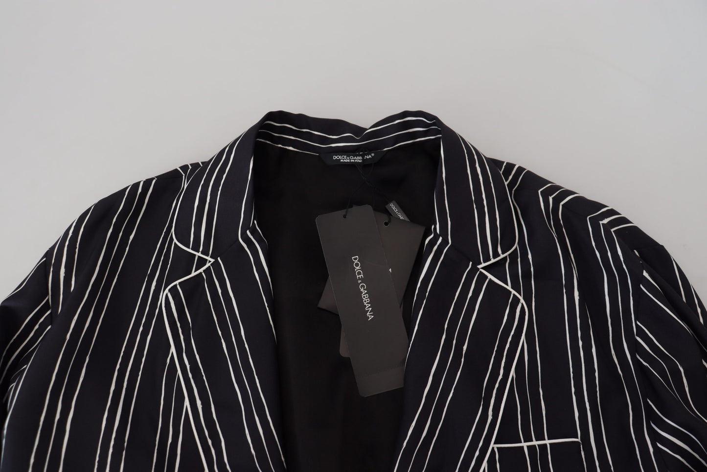 Camisa/chaqueta de pijama de seda a rayas azules de Dolce & Gabbana
