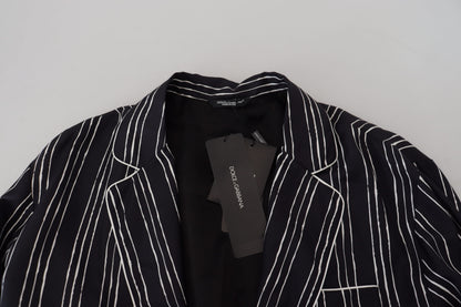 Camisa/chaqueta de pijama de seda a rayas azules de Dolce & Gabbana