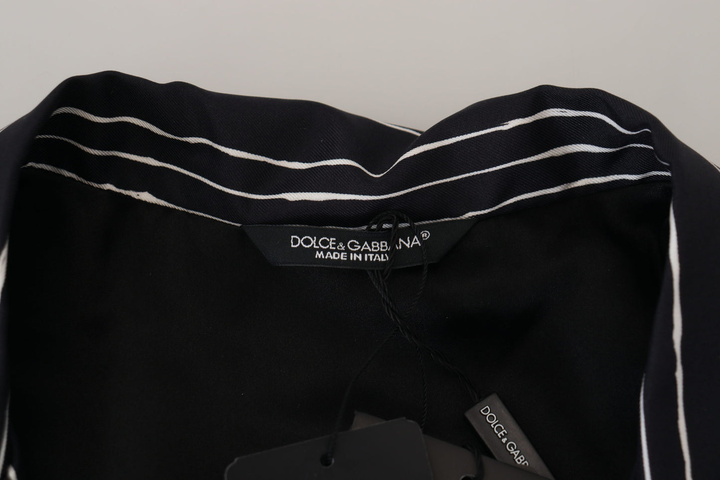 Camisa/chaqueta de pijama de seda a rayas azules de Dolce & Gabbana
