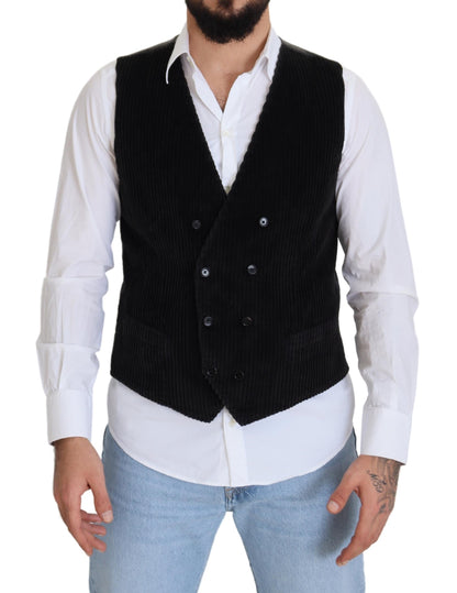 Chaleco de doble botonadura de algodón negro de Dolce & Gabbana