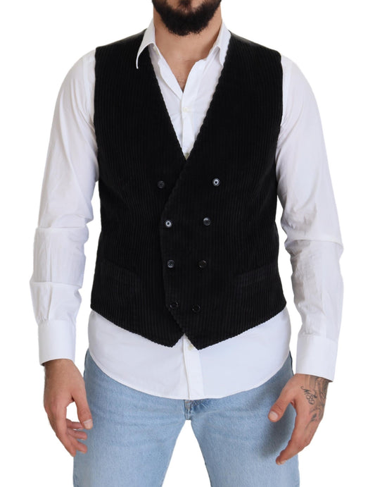 Chaleco de doble botonadura de algodón negro de Dolce & Gabbana