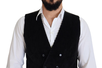 Chaleco de doble botonadura de algodón negro de Dolce & Gabbana