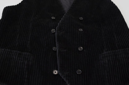 Chaleco de doble botonadura de algodón negro de Dolce & Gabbana