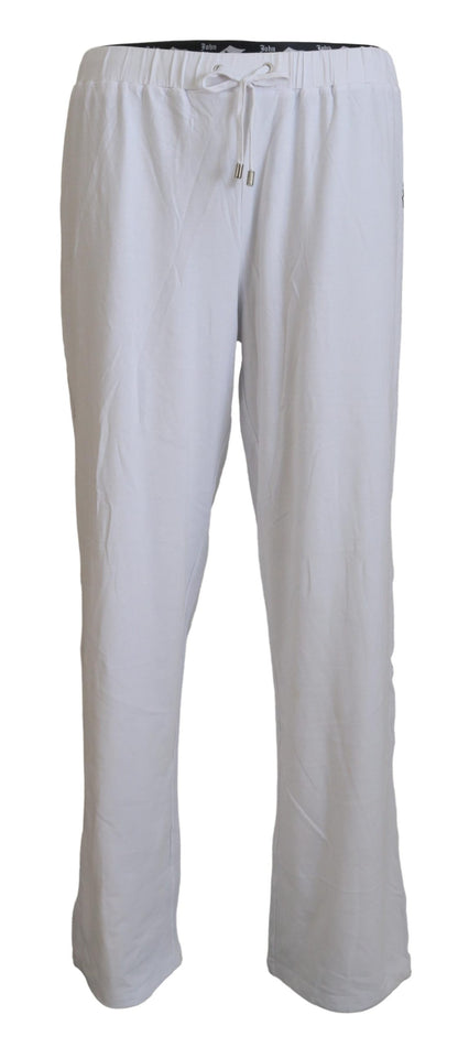 Pantalones holgados de algodón blanco con logo para hombre John Galliano