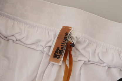 Pantalones holgados de algodón blanco con logo para hombre John Galliano