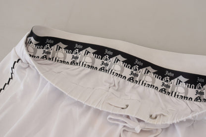 Pantalones holgados de algodón blanco con logo para hombre John Galliano