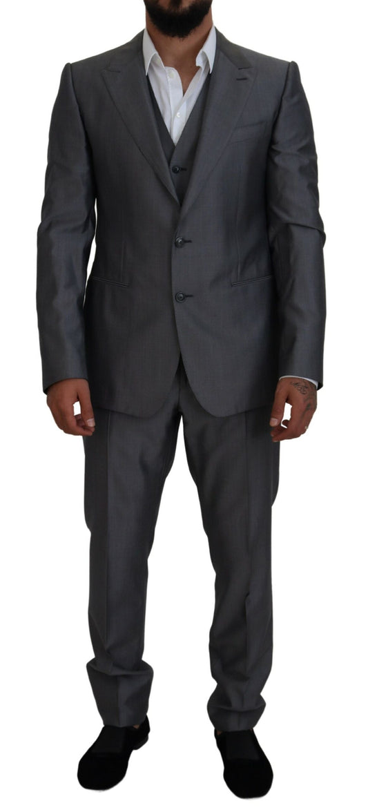 Traje de 3 piezas entallado SICILIA gris de Dolce & Gabbana