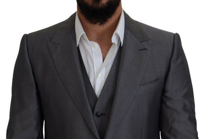 Traje de 3 piezas entallado SICILIA gris de Dolce & Gabbana