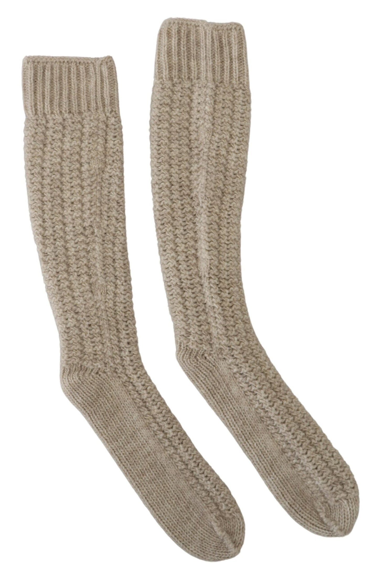 Calzas largas de punto de lana beige para mujer Dolce & Gabbana