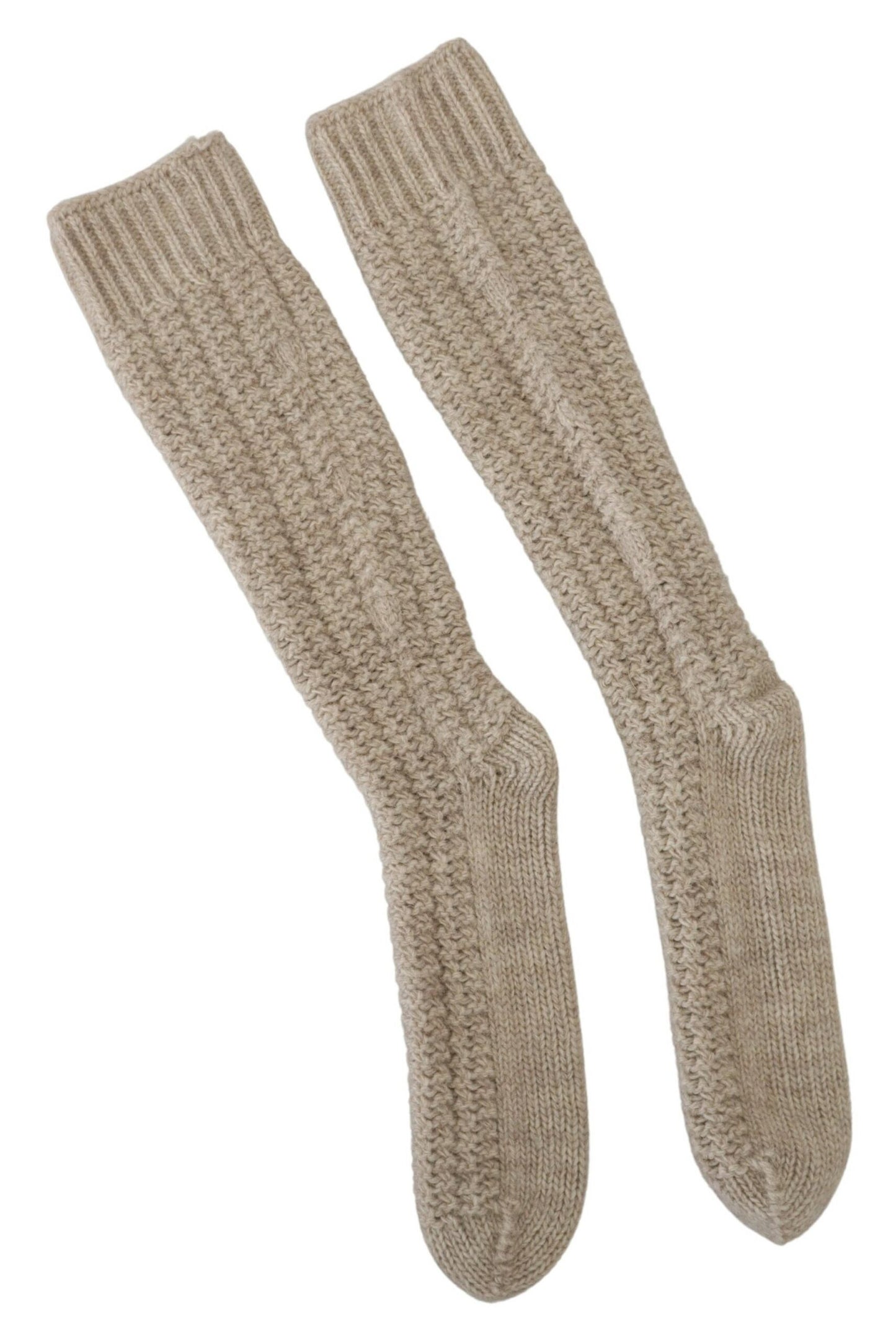 Calzas largas de punto de lana beige para mujer Dolce & Gabbana