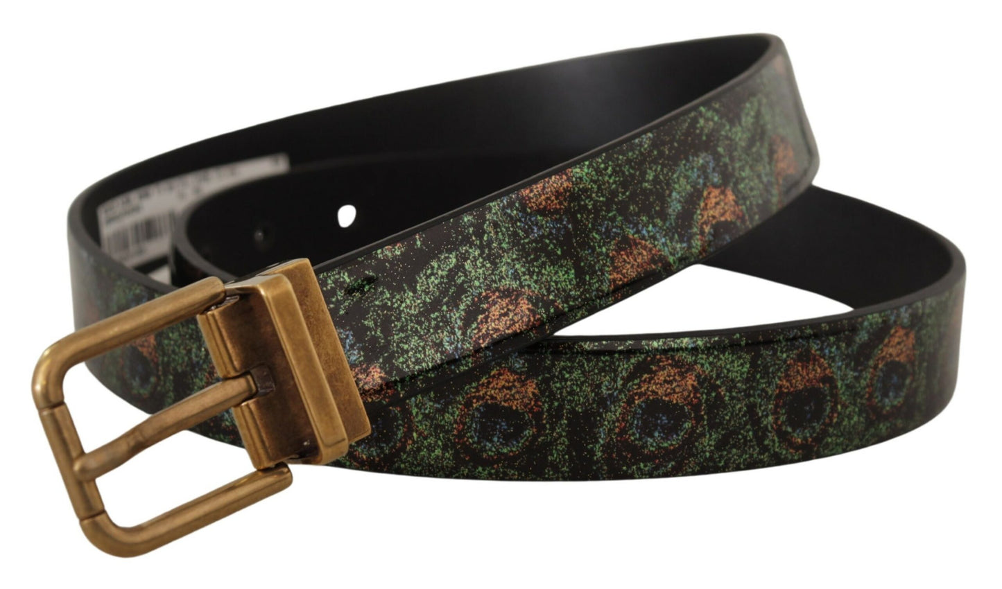 Cinturón Dolce & Gabbana de metal bronce Pavone de piel multicolor charol