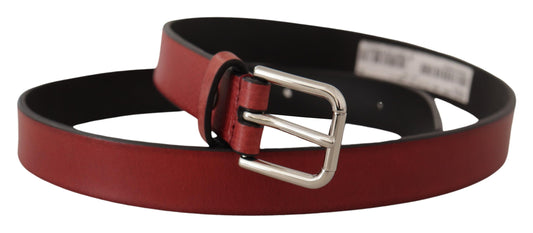 Cinturón Dolce & Gabbana color granate de piel de becerro Vitello con metal plateado