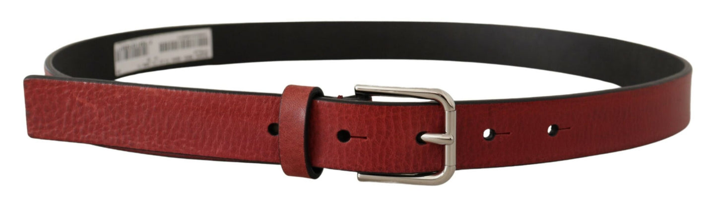 Cinturón Dolce & Gabbana color granate de piel de becerro Vitello con metal plateado