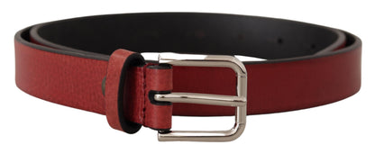 Cinturón Dolce & Gabbana color granate de piel de becerro Vitello con metal plateado