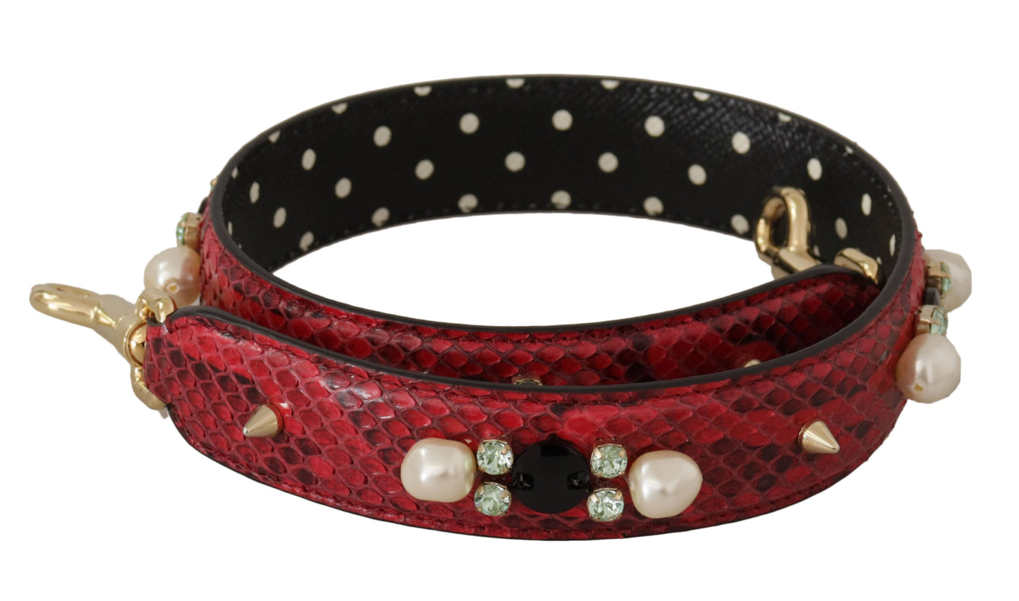Correa de hombro Dolce & Gabbana de cuero exótico rojo con cristales