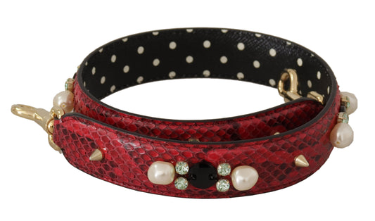 Correa de hombro Dolce & Gabbana de cuero exótico rojo con cristales