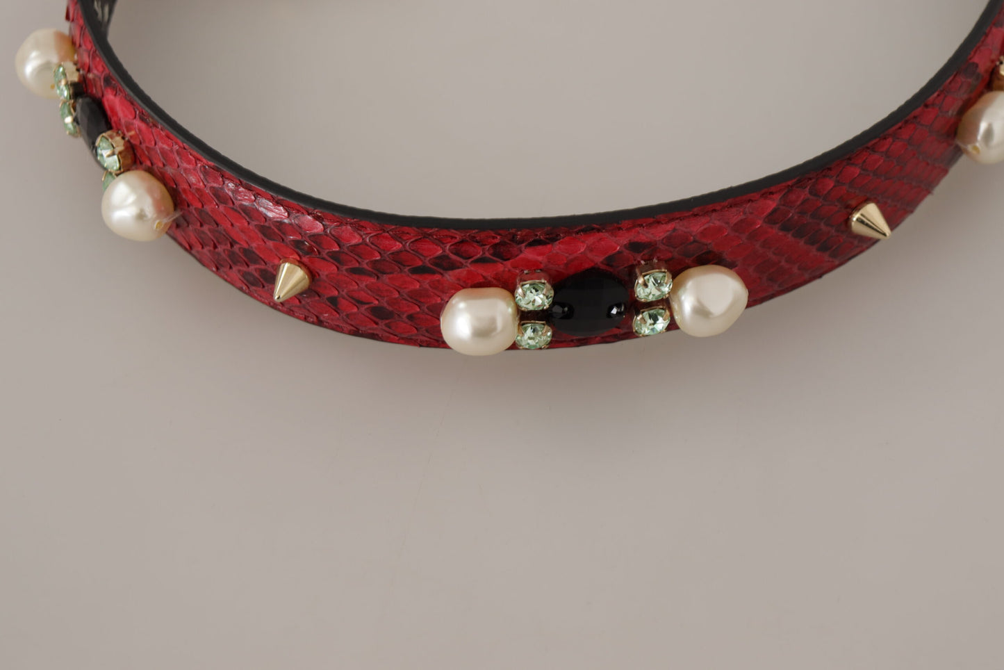 Correa de hombro Dolce & Gabbana de cuero exótico rojo con cristales