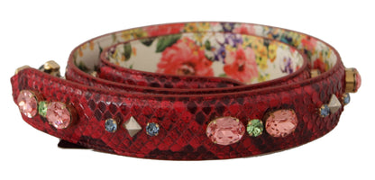Correa de hombro reversible de cuero exótico rojo con cristales Dolce & Gabbana