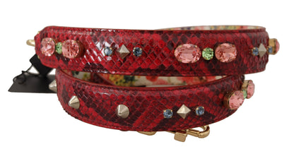 Correa de hombro reversible de cuero exótico rojo con cristales Dolce & Gabbana