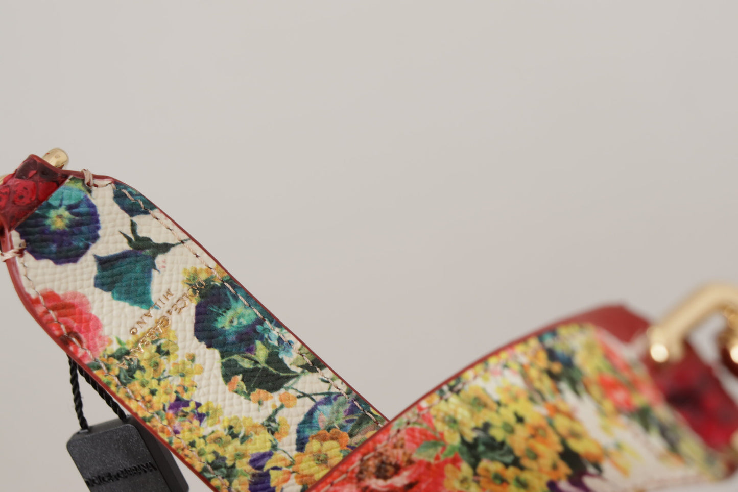 Correa de hombro reversible de cuero exótico rojo con cristales Dolce & Gabbana