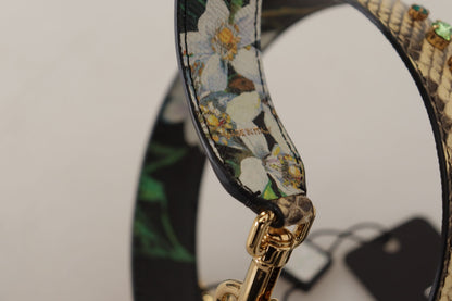 Correa de hombro reversible Dolce & Gabbana de cuero exótico beige con cristales