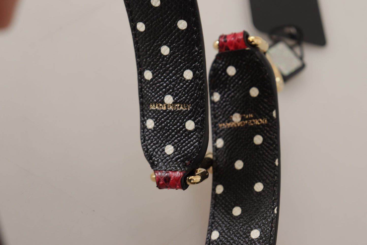 Dolce & Gabbana Correa de Hombro Reversible de Piel de Pitón Roja con Cristales