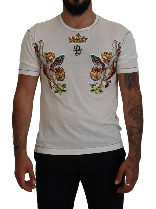 Dolce & Gabbana Camiseta de manga corta estampada blanca para hombre
