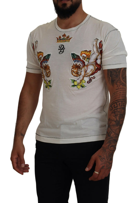 Dolce & Gabbana Camiseta de manga corta estampada blanca para hombre