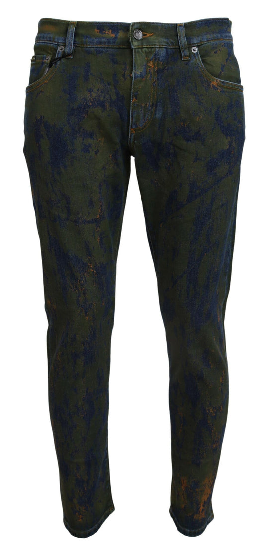 Vaqueros pitillo de algodón Dolce & Gabbana azul verdoso