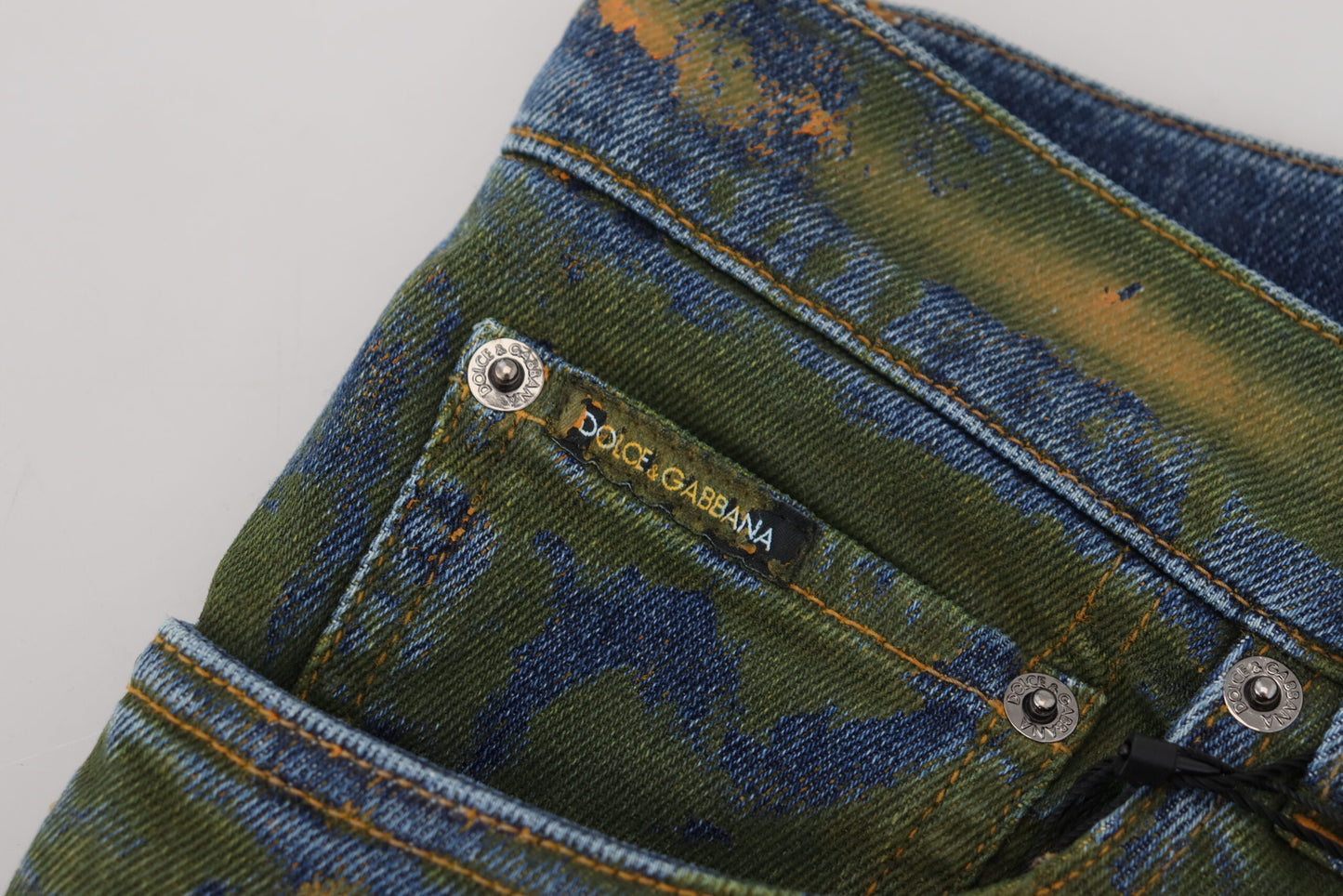 Vaqueros pitillo de algodón Dolce & Gabbana azul verdoso