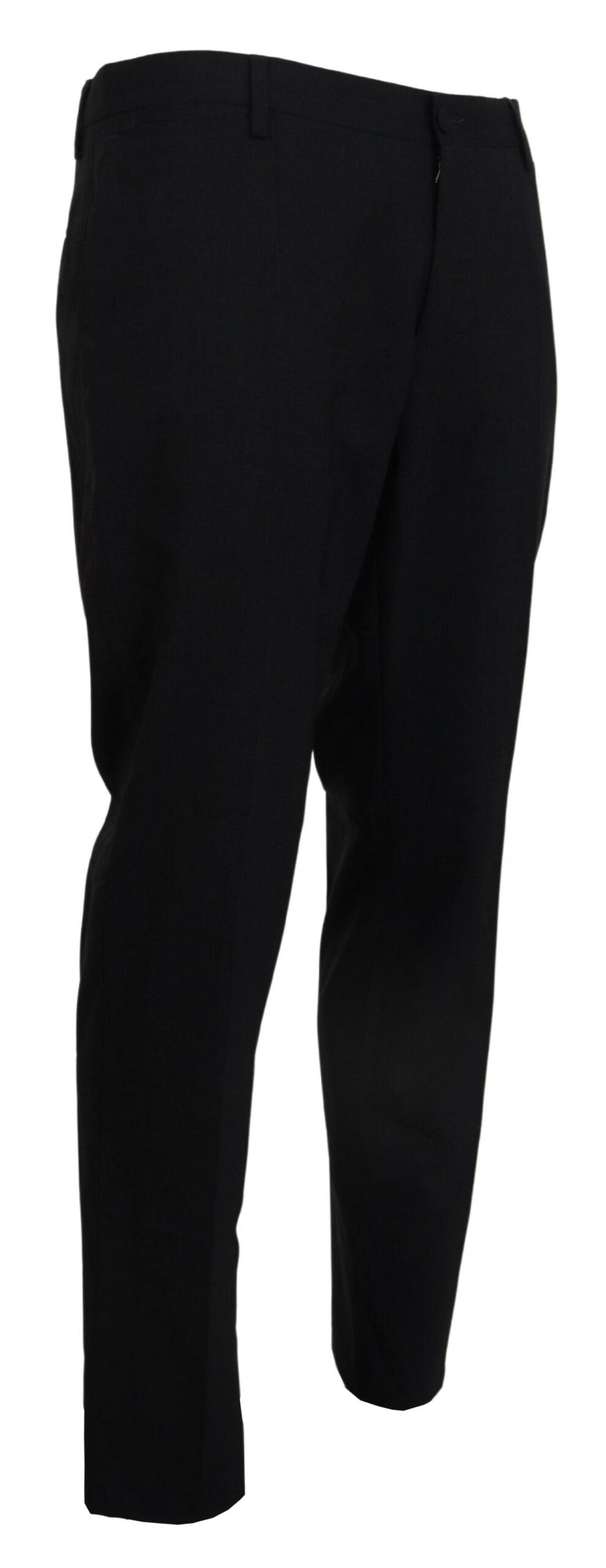 Dolce & Gabbana Pantalón de vestir de lana elástica gris corte ajustado