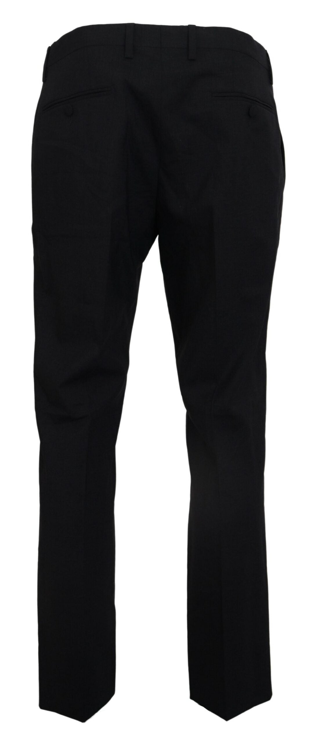 Dolce & Gabbana Pantalón de vestir de lana elástica gris corte ajustado