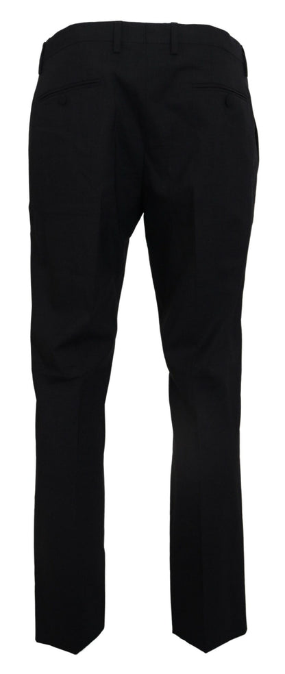 Dolce & Gabbana Pantalón de vestir de lana elástica gris corte ajustado