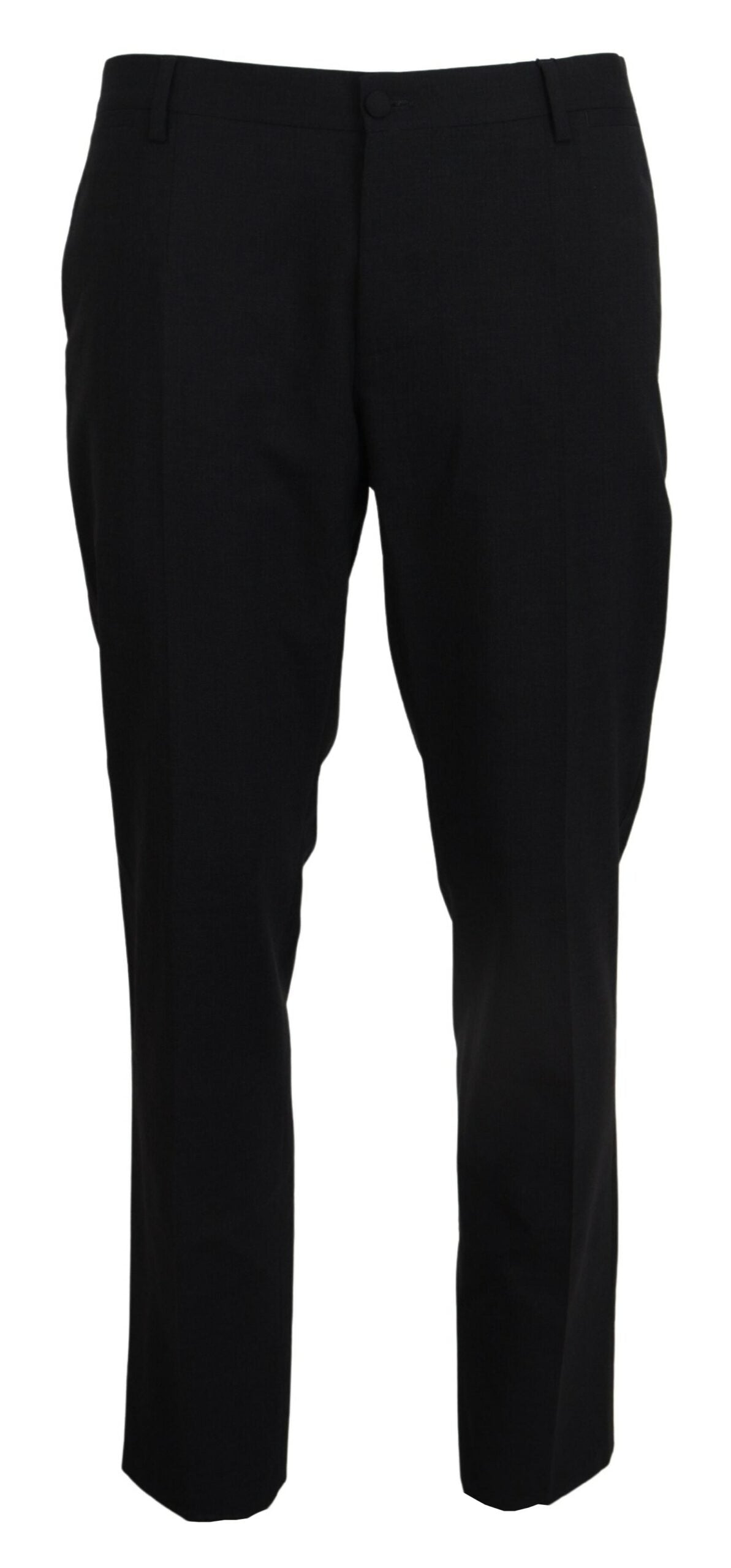 Dolce & Gabbana Pantalón de vestir de lana elástica gris corte ajustado
