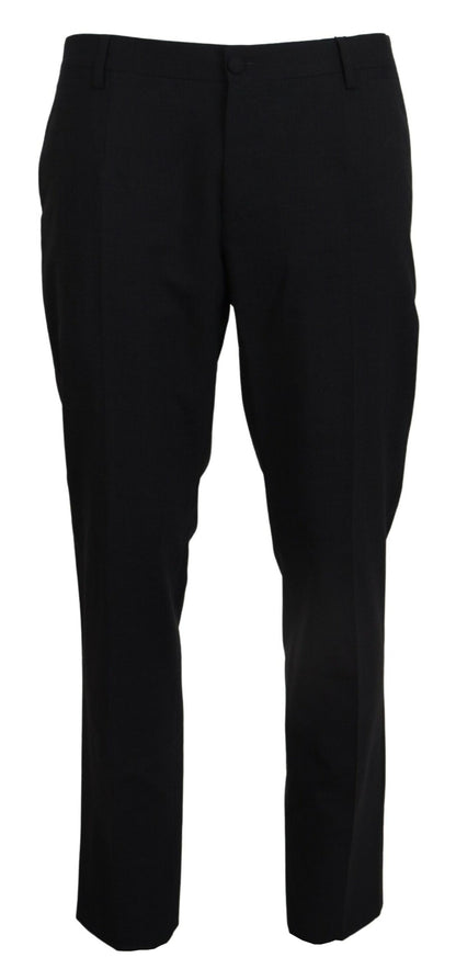 Dolce & Gabbana Pantalón de vestir de lana elástica gris corte ajustado
